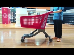 Corsa di carrello di plastica a colori personalizzati per lo shopping con le ruote
