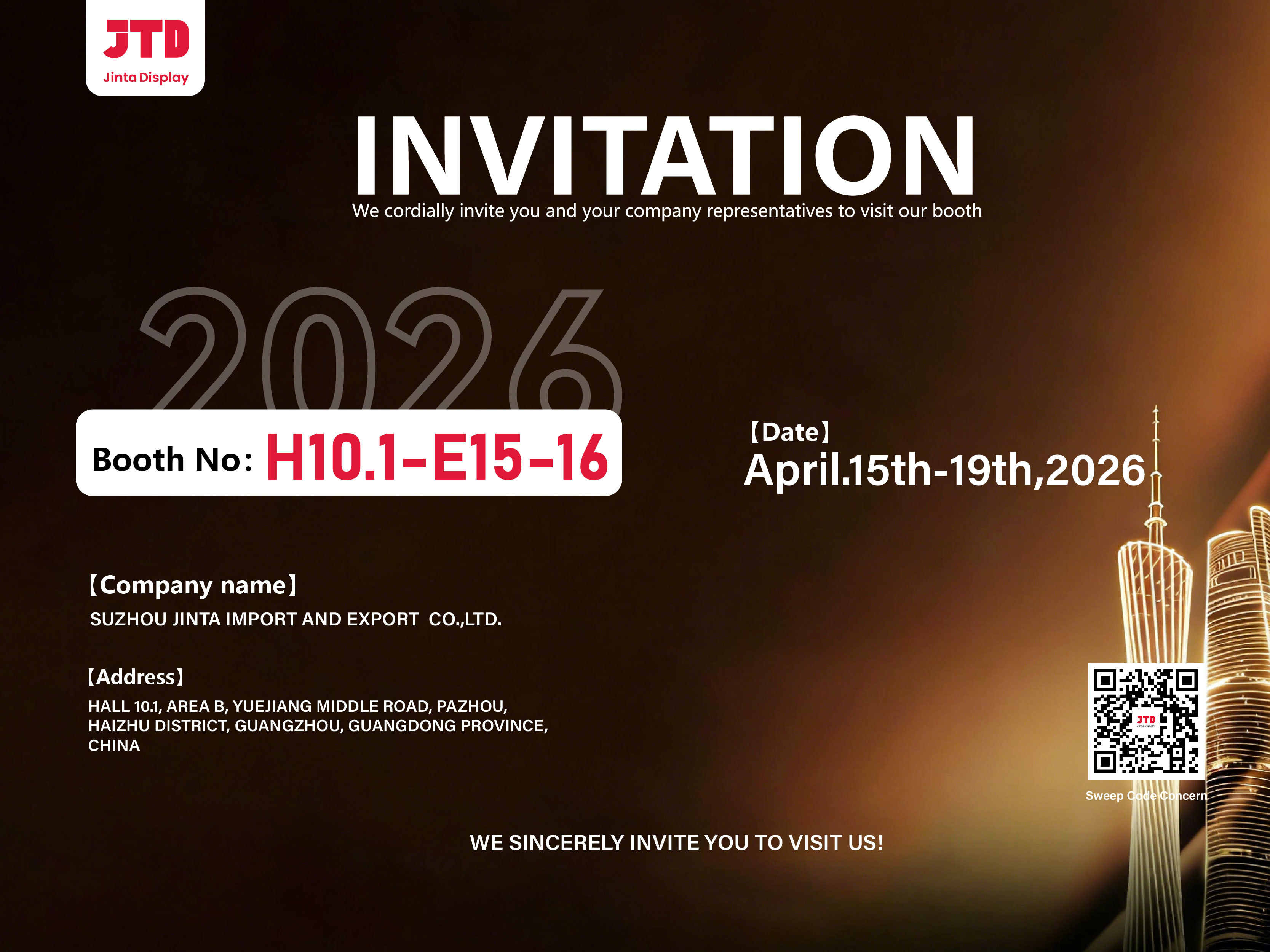 Ultimi blog aziendali su Suzhou Jinta Import & Export Co., Ltd. vi invita sinceramente a visitare il nostro stand alla 139a Fiera di Canton.