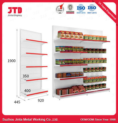 Scaffale moderno della gondola del banco di mostra di vendita al dettaglio della drogheria dello scaffale di esposizione del supermercato