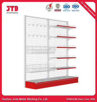 Tipo netto scaffale dello scaffale di Mesh Back Panel Supermarket Gondola del nastro metallico della scaffalatura dell'esposizione del negozio