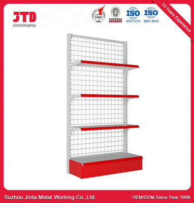Tipo netto scaffale dello scaffale di Mesh Back Panel Supermarket Gondola del nastro metallico della scaffalatura dell'esposizione del negozio