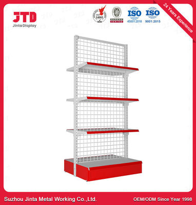 Tipo netto scaffale dello scaffale di Mesh Back Panel Supermarket Gondola del nastro metallico della scaffalatura dell'esposizione del negozio