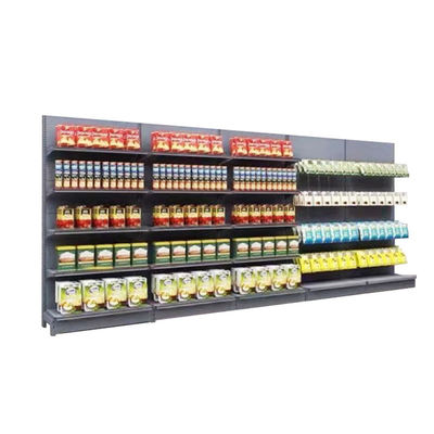 Commercianti di alimentari a doppio lato, negozi al dettaglio, gondola, scaffalature in acciaio, supermercati, scaffalature