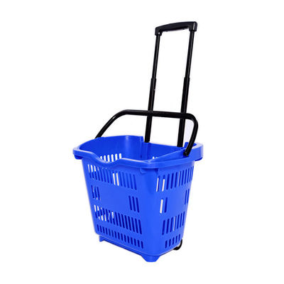Cesto di carrello di plastica pieghevole personalizzato da 34L con maniglia per lo shopping