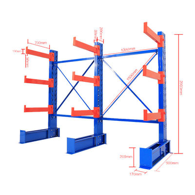 Cantilever rack per magazzini pesanti con capacità di 500-3000 kg per strato