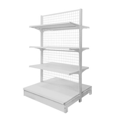 Sistema di scaffalatura al dettaglio in stile moderno realizzato in acciaio laminato a freddo per scaffalatura espositiva