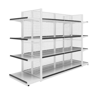 Sistema di scaffalatura al dettaglio in stile moderno realizzato in acciaio laminato a freddo per scaffalatura espositiva