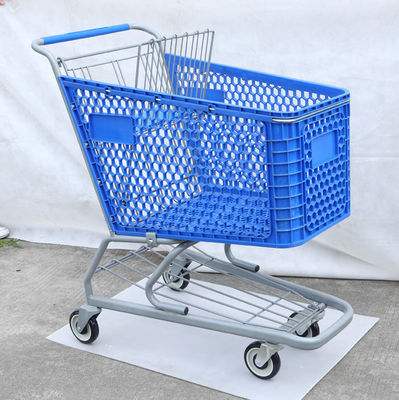 carretto blu cromato di compera resistente della drogheria del carrello 100L