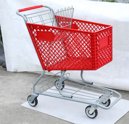 canestro di plastica del carrello 125L sul carrello a quattro ruote del ODM delle ruote