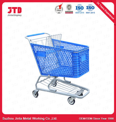 carretto blu cromato di compera resistente della drogheria del carrello 100L