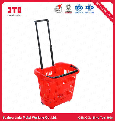 60L cestino della spesa di rotolamento di plastica del cestino della spesa HDPP sulle ruote con la maniglia di tirata