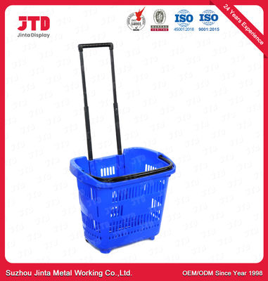60L cestino della spesa di rotolamento di plastica del cestino della spesa HDPP sulle ruote con la maniglia di tirata