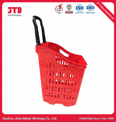 60L cestino della spesa di rotolamento di plastica del cestino della spesa HDPP sulle ruote con la maniglia di tirata