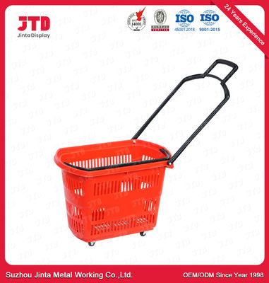 Canestro di compera di plastica blu del supermercato dei canestri 60L del carrello con le ruote
