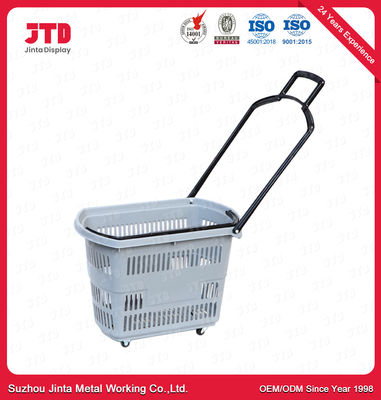 Canestro di compera di plastica blu del supermercato dei canestri 60L del carrello con le ruote