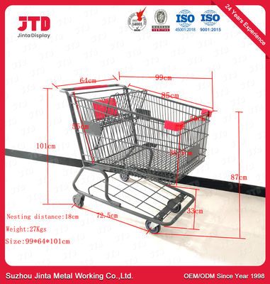 Carrello d'acciaio resistente del carrello 180L del centro commerciale del supermercato dell'OEM