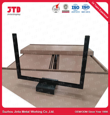 Scaffalatura dell'esposizione del negozio dello scaffale del metallo dell'OEM intorno alla scaffalatura dell'esposizione del supermercato della struttura di legno del pannello posteriore del foro